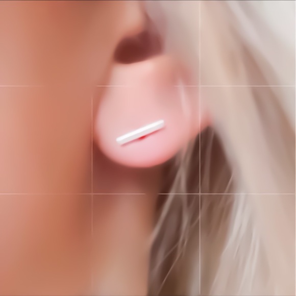 Cute Tiny Bar Stick Minimalist Stud Earrings in Sterling Silver Gold Rose Gold - Picture 3 of 6